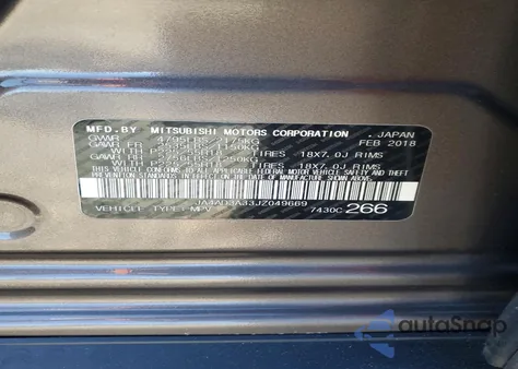 2018 Mitsubishi Outlander Se z USA, uszkodzony, nr VIN JA4AD3A33JZ049669